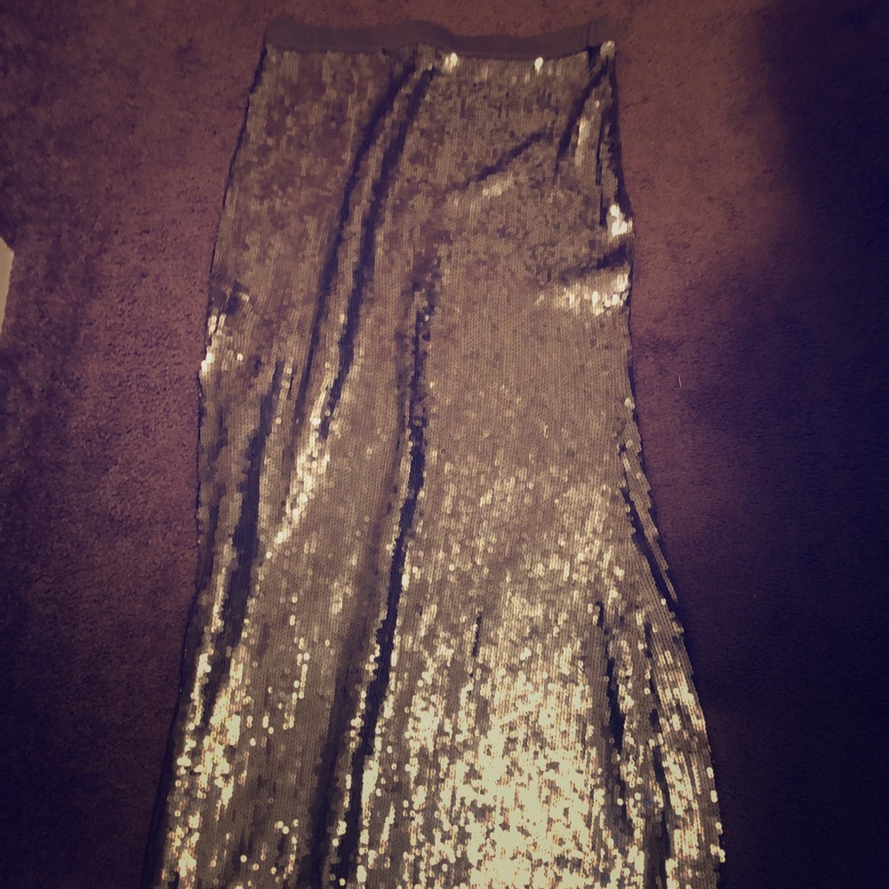 Long gold sequin skirt
